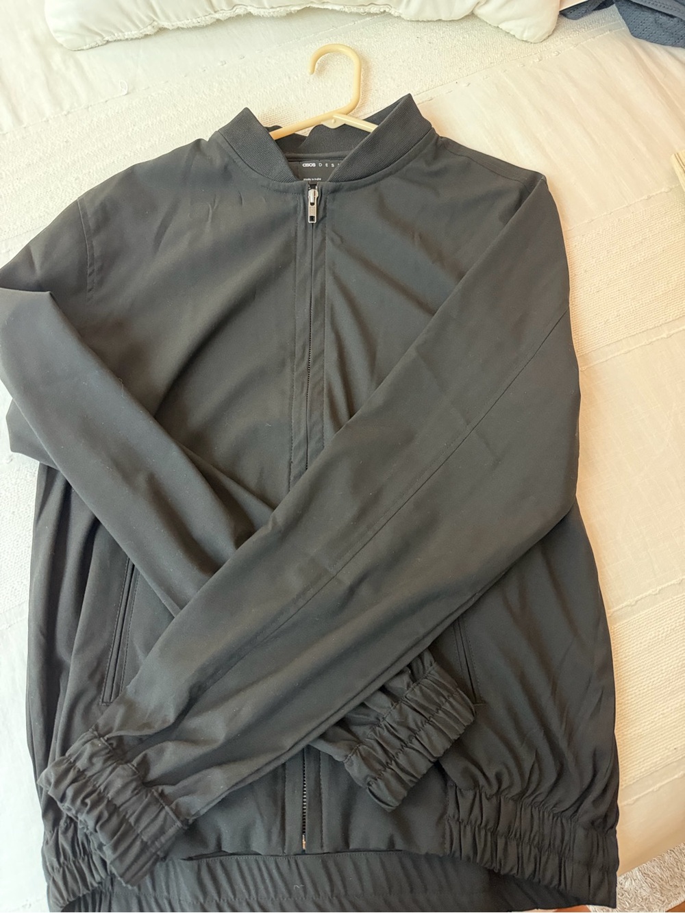 ASOS Black Bomber Jacket with Elastic Hem